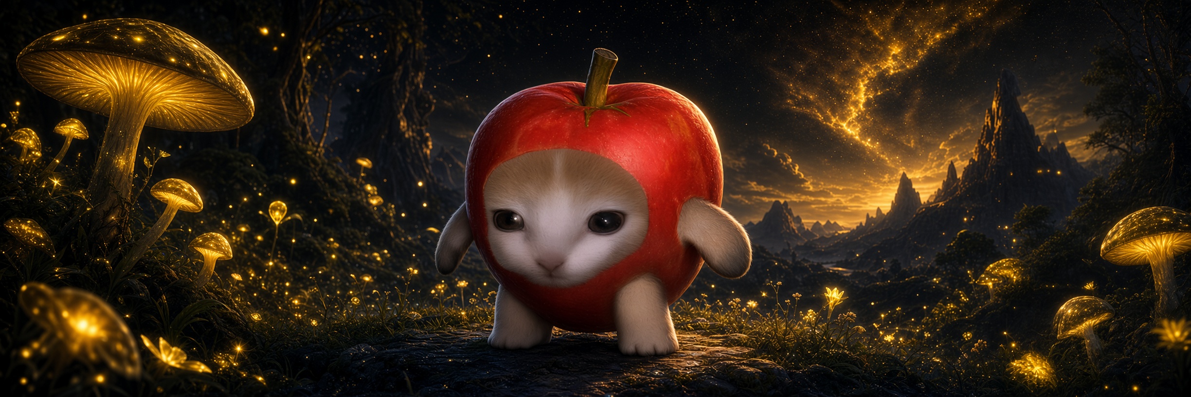 Apple Cat in a glowing BSC orchard